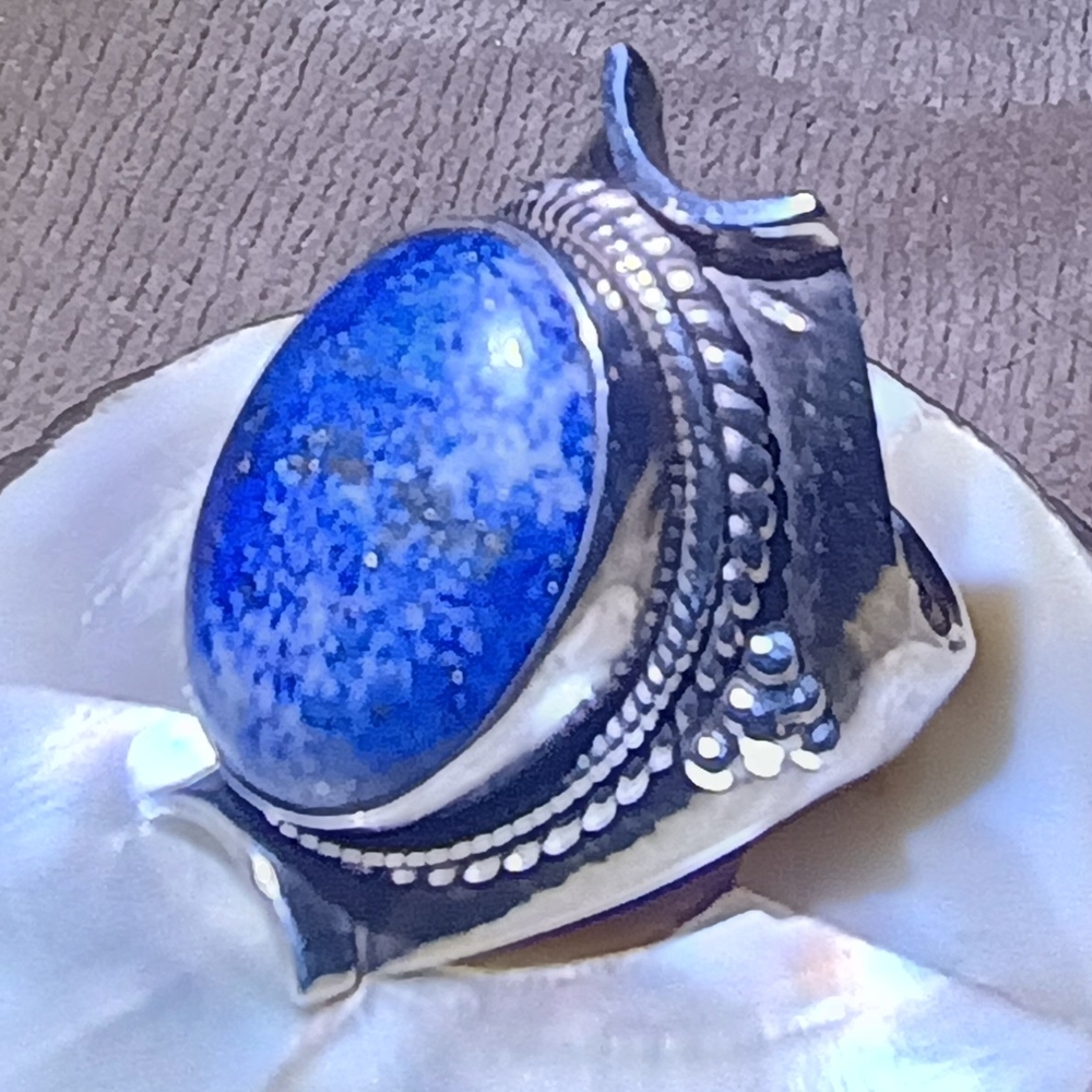 Sterling Ring with Lapis and Pyrite Stone - Picture 6 of 6